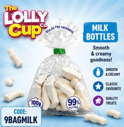 The Lolly Cup Milk Bottles 100g