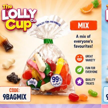The Lolly Cup Mixed Lollies 100g
