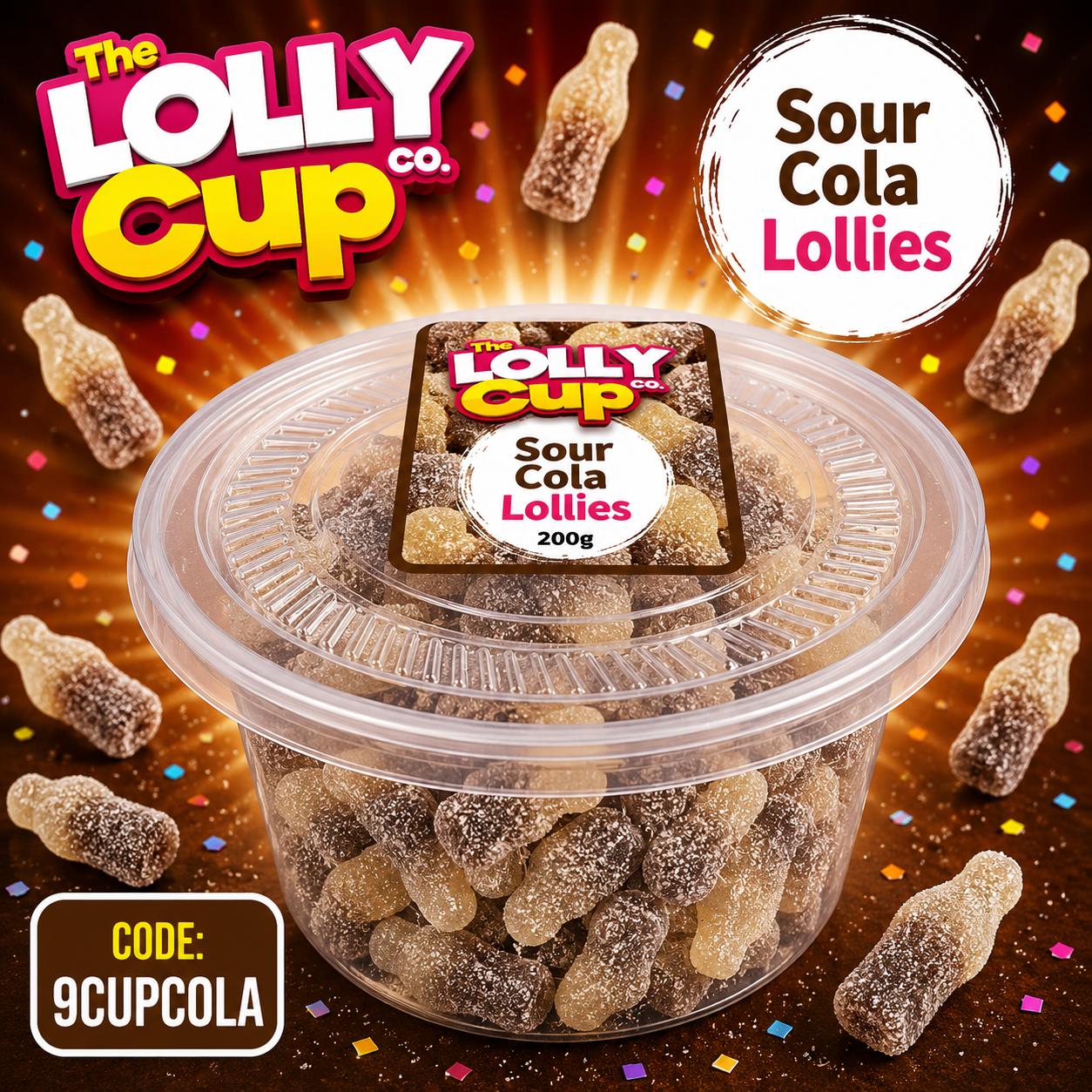 The Lolly Cup Sour Cola Lollies 200g