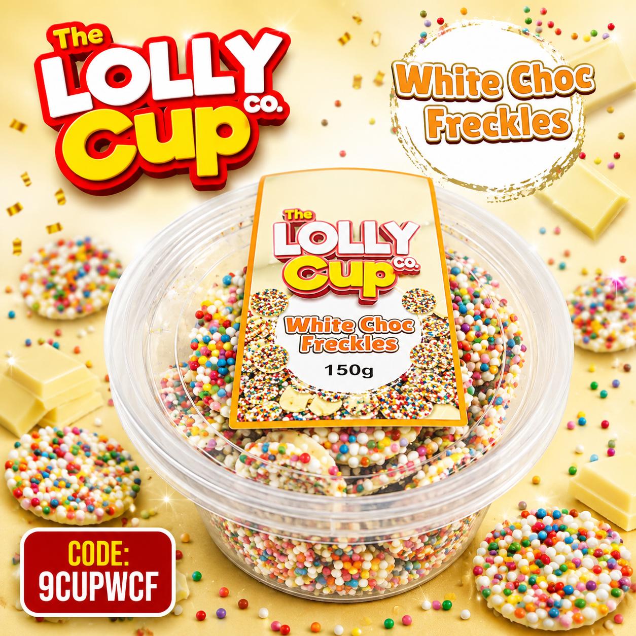 The Lolly Cup White Choc Freckles 150g