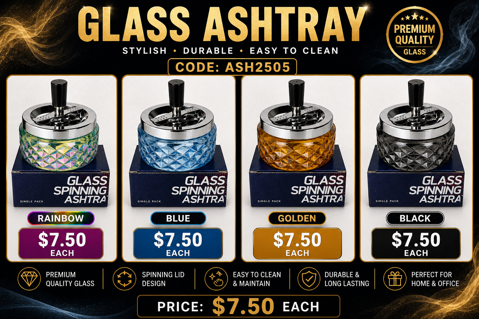 Glass Spinning Ashtray