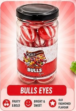 Kiss Bulls Eyes Lolly Jar