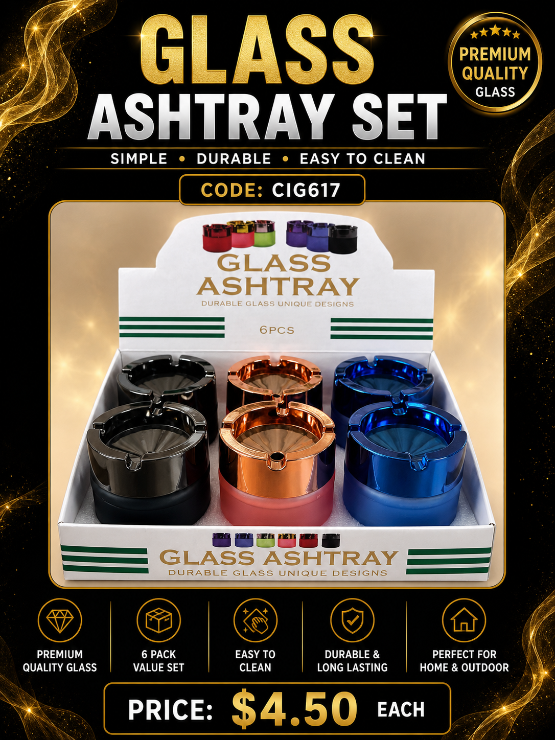 Glass Ashtray Set