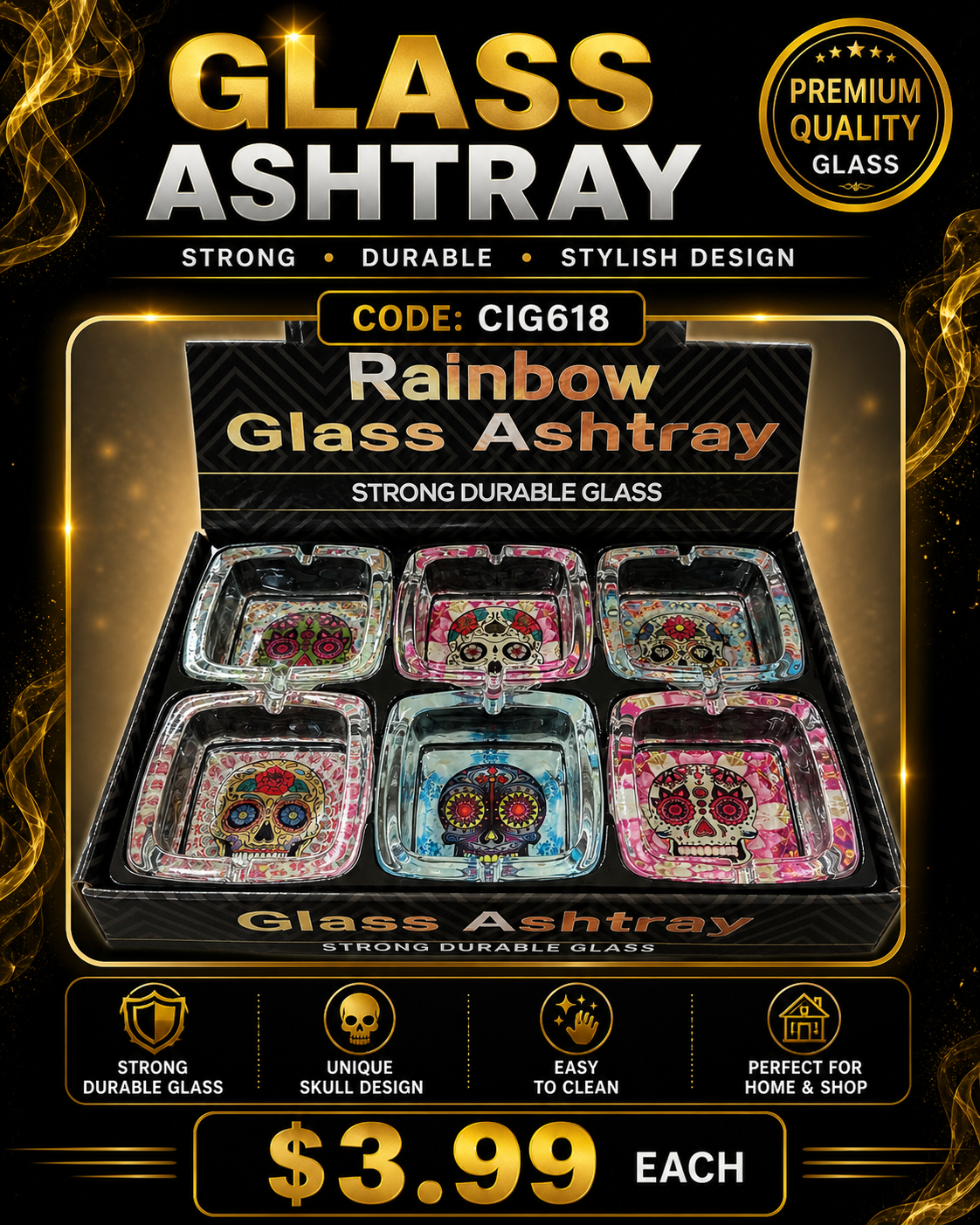 Rainbow Glass Ashtray