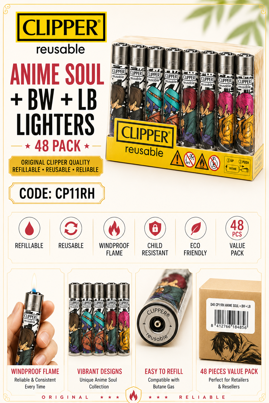 Clipper Reusable - Anime Soul + BW + LB Lighters