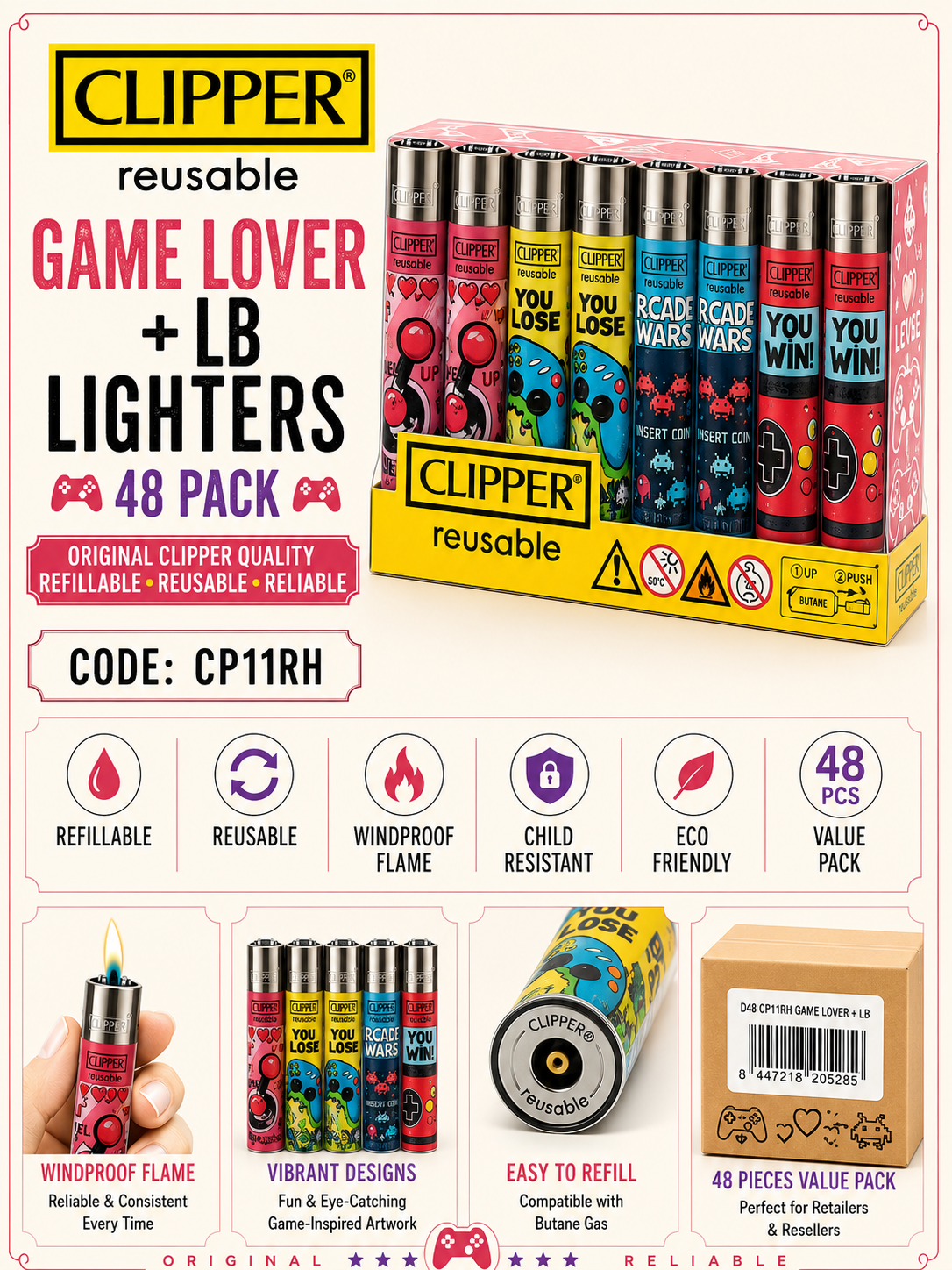 Clipper Reusable - Game Lover + LB Lighters