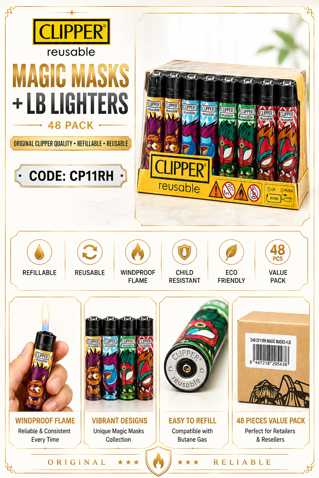 Clipper Reusable - Magic Masks + LB Lighters
