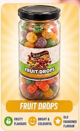 Kiss Fruit Drops Lolly Jar