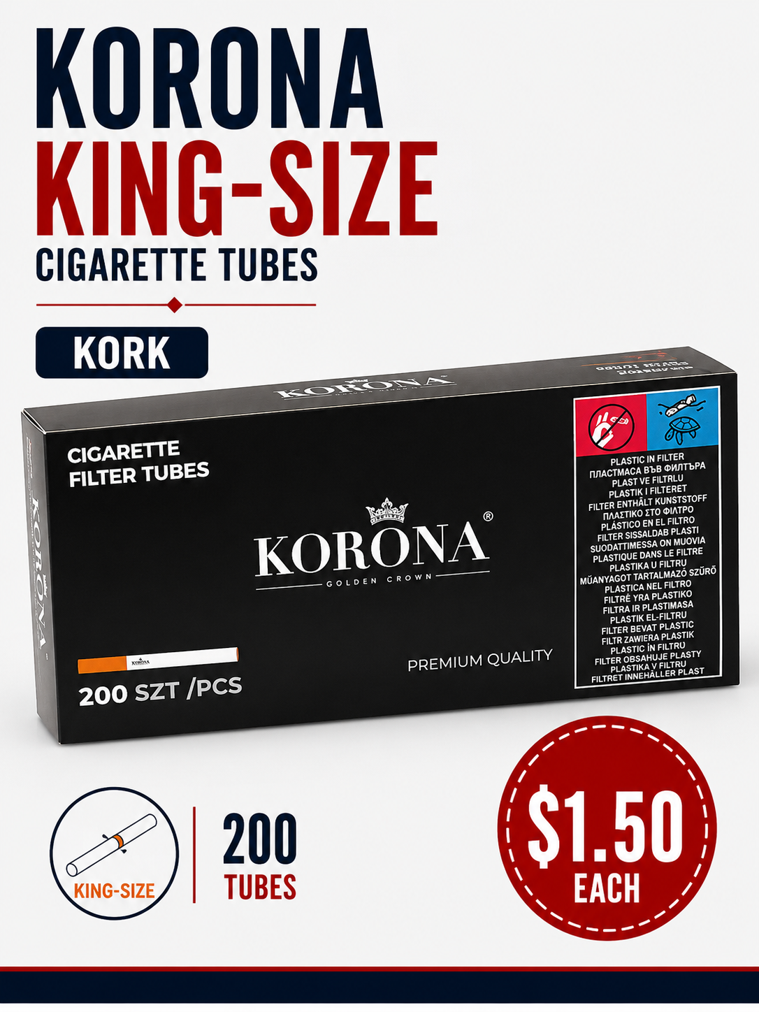 Korona King-Size Cigarette Tubes