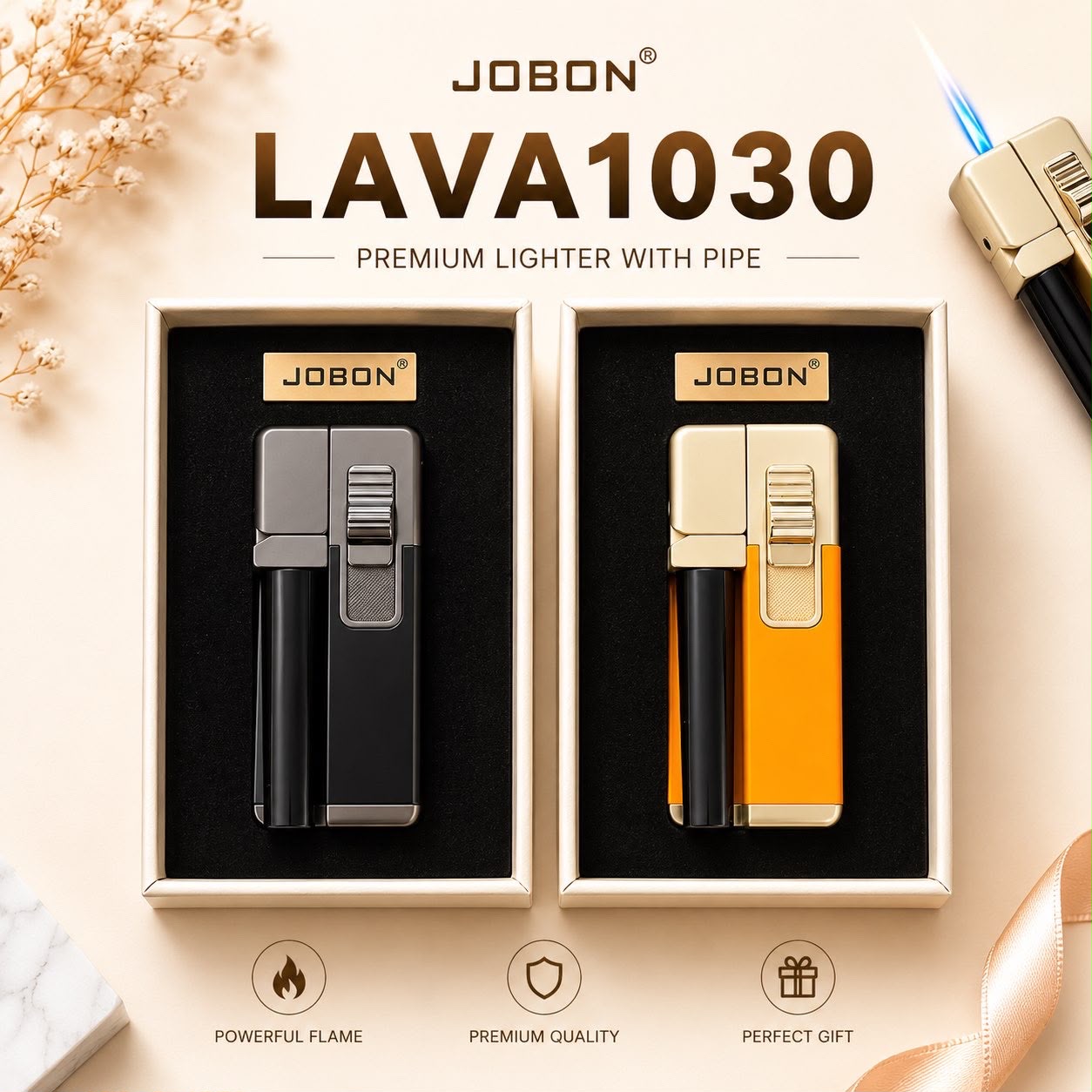 JOBON LAVA1030 Premium Lighter with Pipe
