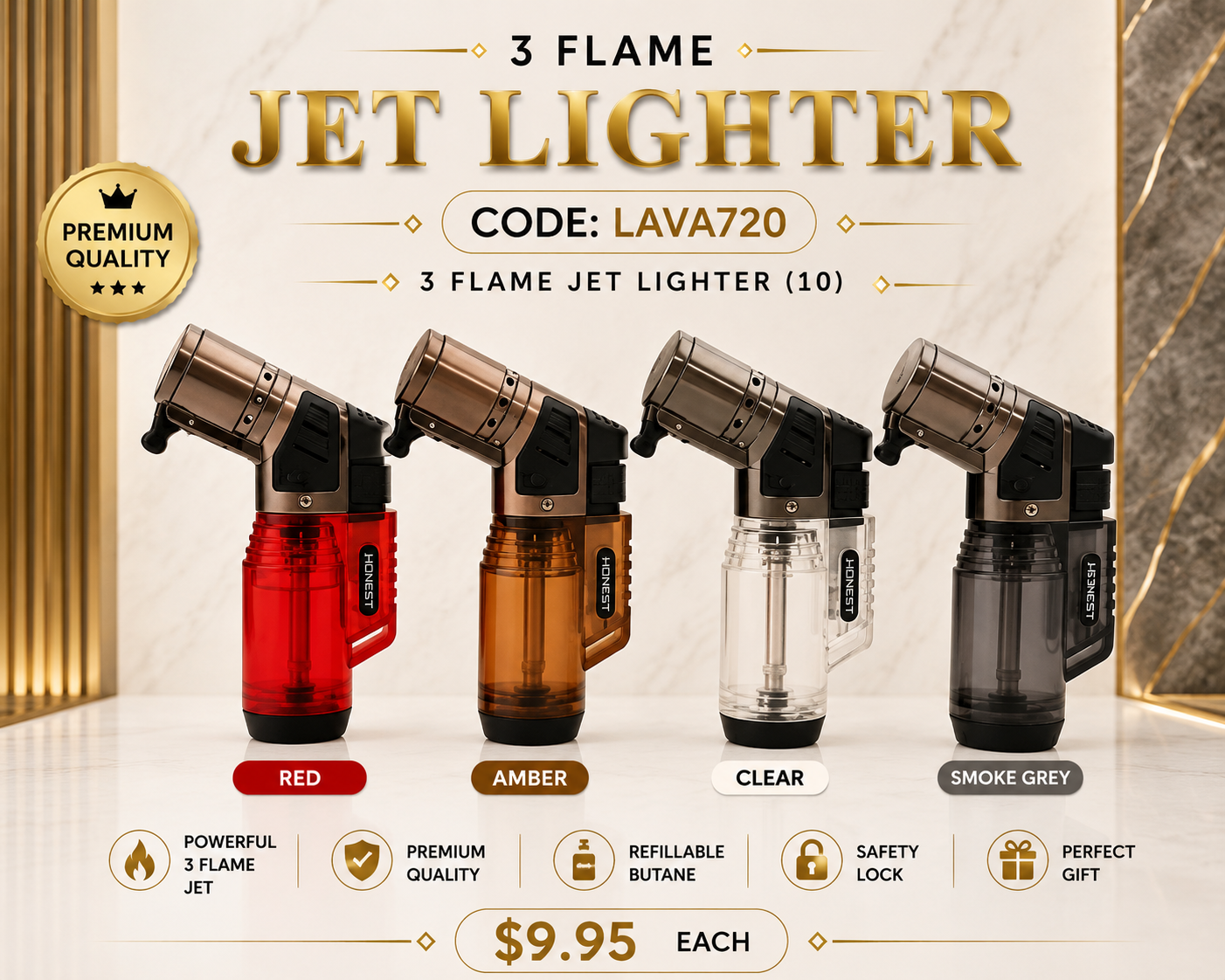 3 Flame Jet Lighter