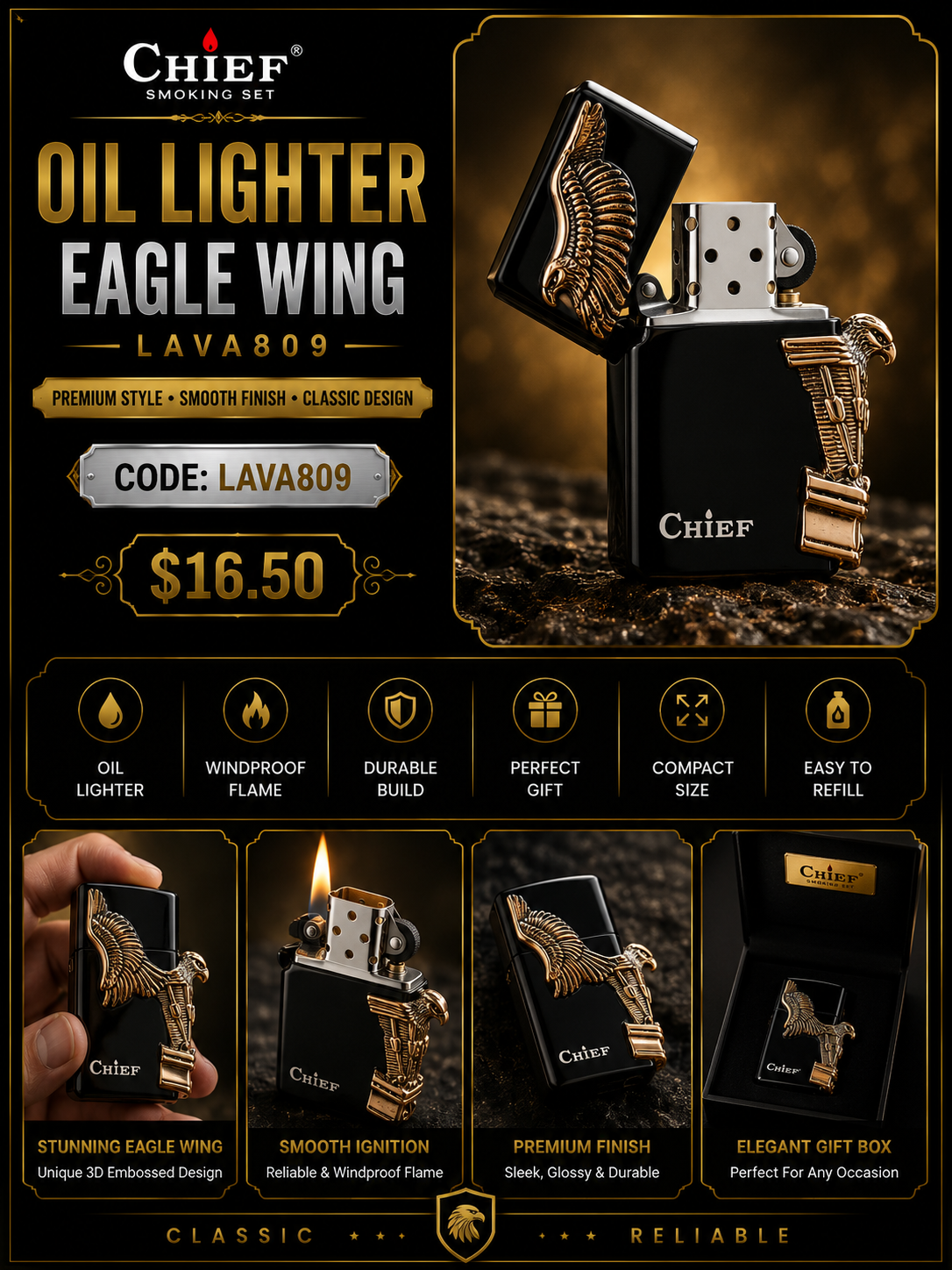 Oil Lighter Eagle Wing
