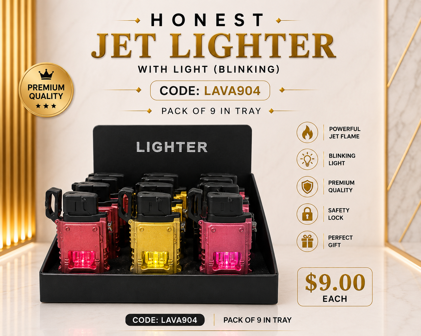 Jet Lighter With Light