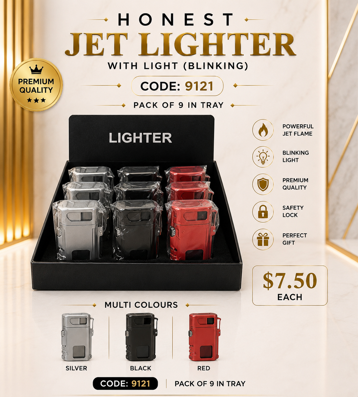 Jet Lighter With Light