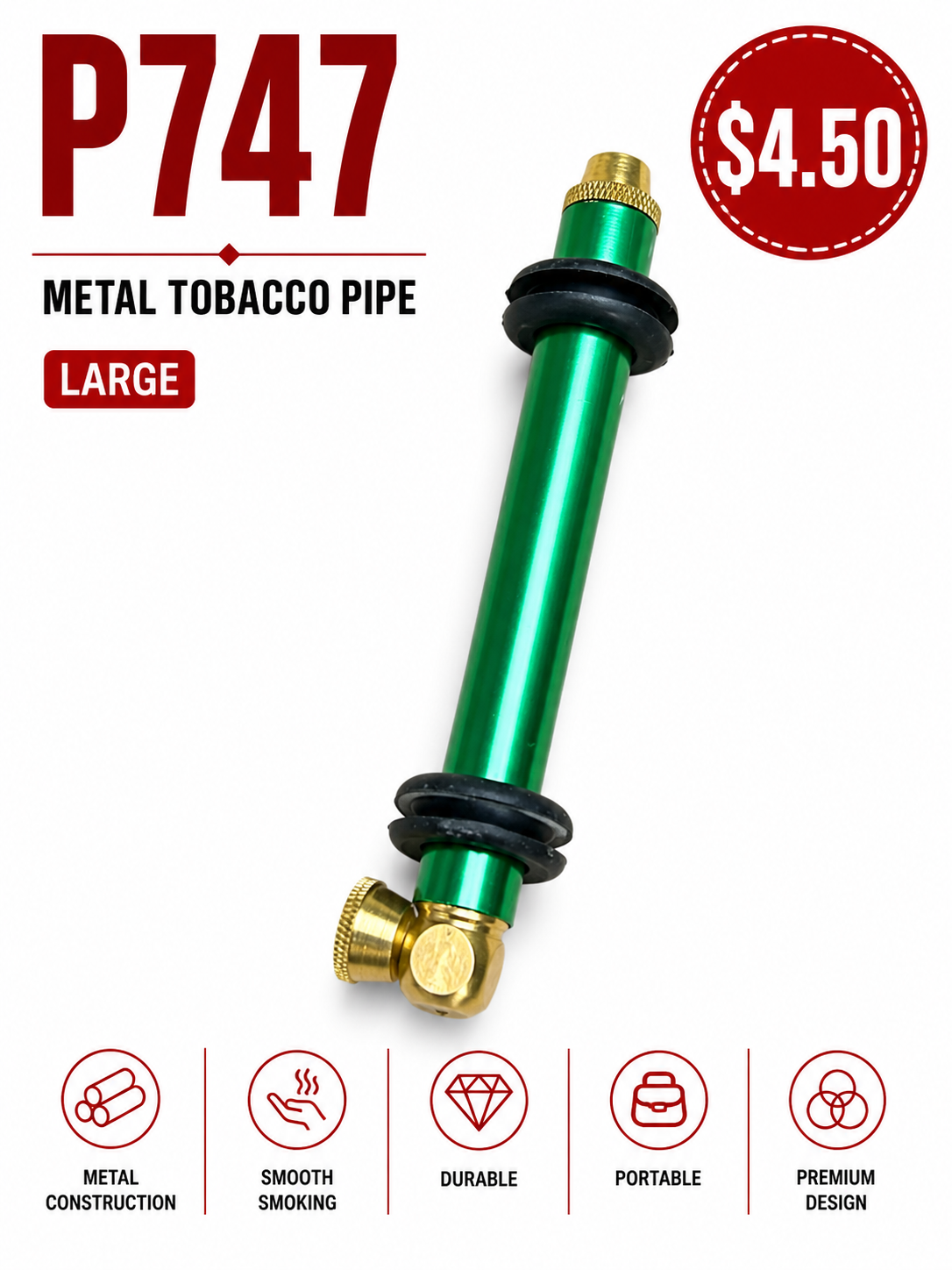 Large Metal Tobacco Pipe
